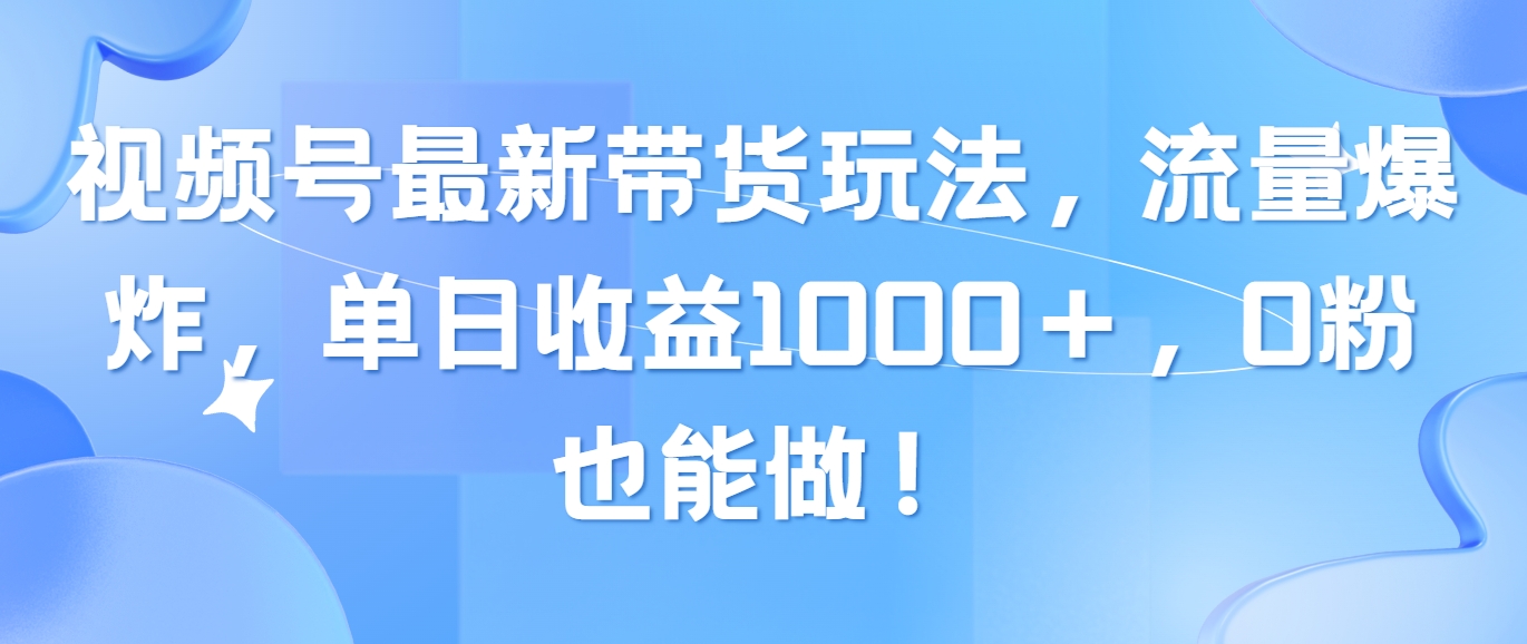 (10858期)视频号最新带货玩法,流量爆炸,单日收益1000+,0粉也能做!-北向
