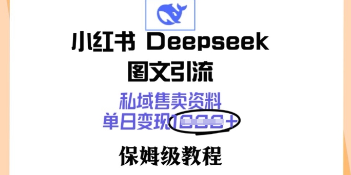 小红书Deepseek图文引流，私域售卖资料，单日变现多张，保姆级教程-北向