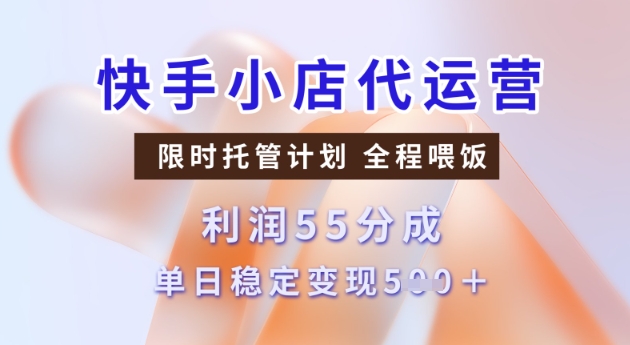 快手小店代运营3.0，模式新升级，收益55分，稳定单日5张【揭秘】-北向