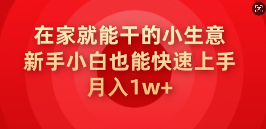 在家就能干的小生意，新手小白也能快速上手，月入1w-北向