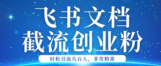 利用飞书文档截流创业粉轻松引流200+-北向