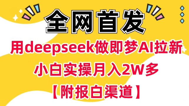 用deepseek做即梦Ai拉新 小白实操月入过W+【附报白渠道】-北向